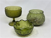 Vintage EO Brody green textured glass vase,