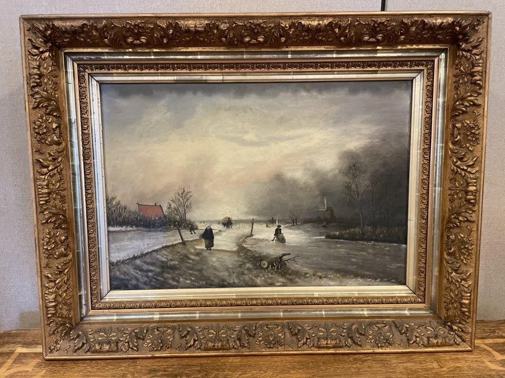 Dutch Winter Day’ Oil Painting - Unsigned