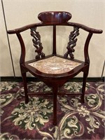 Rosewood Marble Horseshoe Chair