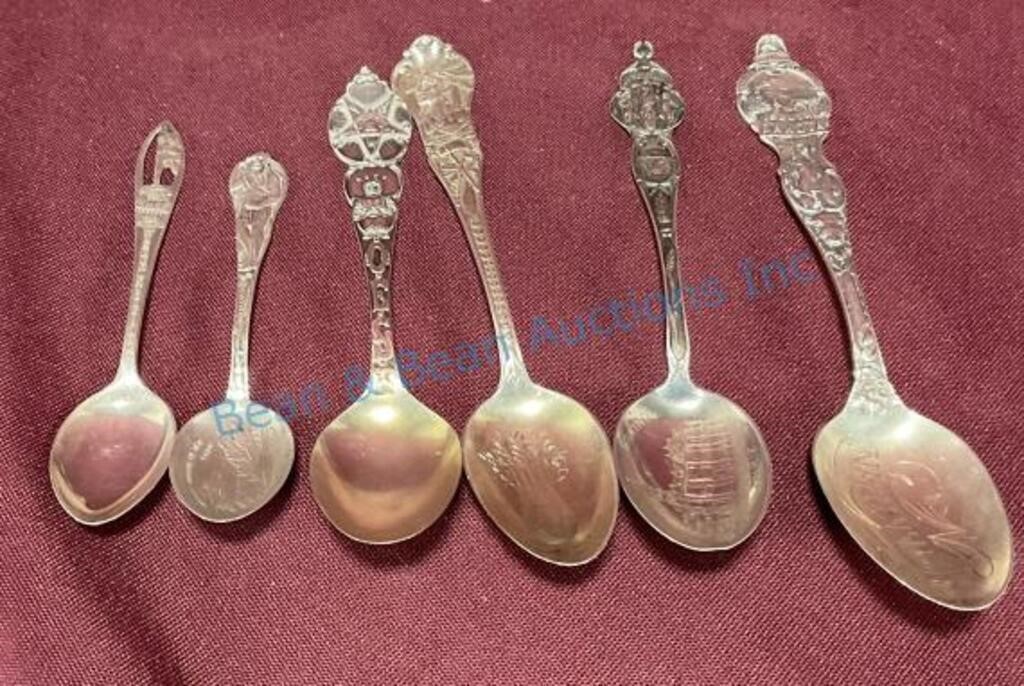 Six sterling souvenir spoons