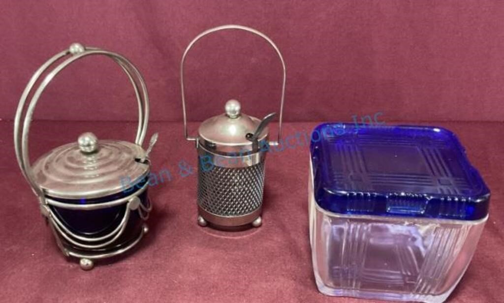 Cobalt condiments, set and refrigerator dish