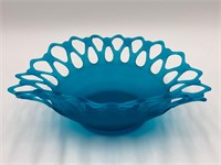 Westmoreland Doric Lace Blue Satin Glass Dish