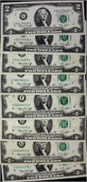 1976 - $2 Bills x 8