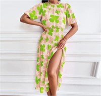 ($69) Elegant Flower Print Long Dress Fashion,L