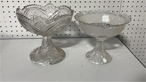 Two Pressed Glass Compotes