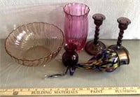 Purple and other glassware