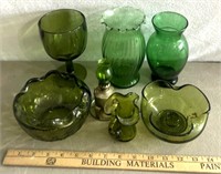 Retro green glassware