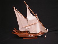 Wooden sailing ship model, 21" long x 21" high