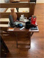 Wooden Tray Table w/Misc Items