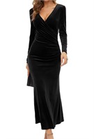 ($69) Womens Velvet Dress Xmas Long Sleeve