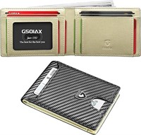 Carbon Fiber Gold Slim Rfid Bifold Wallet