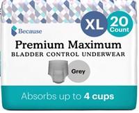 Pull Up Underwear for Men Grey X-Large 20 Count