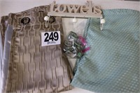 (2) Shower Curtains, (1) Set of Hooks & Towel
