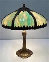 Gilbert Arts and Crafts Slag Glass Table Lamp