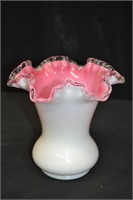 Fenton Silver Rose 7" Ruffled & Double Crimp Vase