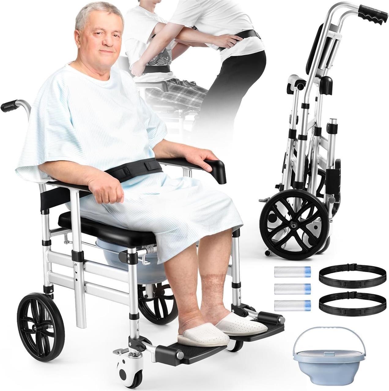 $250  Shower Chair with Wheels, Hybodies Folding