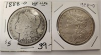 279 - 1888-O & 1886-O MORGAN SILVER DOLLARS (65)