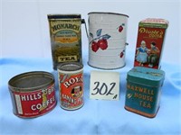 (5) Vintage Kitchen Advertising Tins & Bromwell -