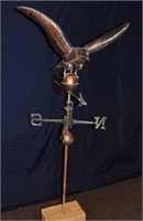 Mid-20th C copper eagle weather vane, 28x30x60"h;