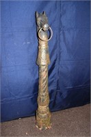 19th C cast iron horse head hitching post, 7" dia