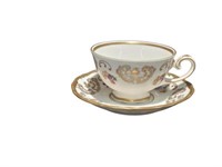 Vintage German Fine China Teacup and Saucer with G