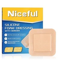 Niceful Silicone Foam Dressing 4"x4", Waterproof