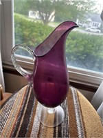 Cranberry glass pitcher