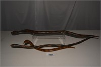 Handmade Wooden Snake Art - Three Pieces