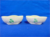 Belleek Open Salts Harp & Shamrock Pattern,