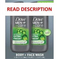 Dove Men's Extra Fresh Body + Face Wash  2-pack