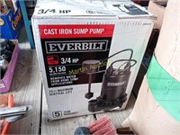 Everbilt 3/4hp sump pump in box