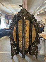 Four panel carved wood screen