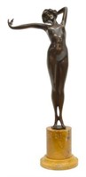 AFTER PAUL PHILIPPE(1870-1943)AWAKEING NUDE BRONZE