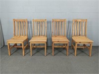 4x The Bid Solid Pine Rake Back Chairs