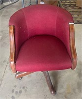 Upholstered Burgandy Rolling Chair
