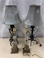 Vintage 1972 Cut Crystal Lamps & 2 Cast Iron