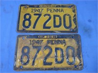 2 Vintage 1947 License Plates