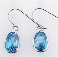 $1512 14K  1.69G Blue Zircon Dangle(5ct) Earrings