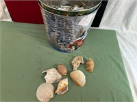 *2 LAB CHRISTMAS TIN WASTEBASKETS & SEASHELLS