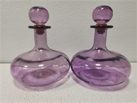 Pair of purple glass jars