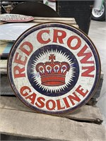 RED CROWN GASOLINE TIN SIGN-APPROX 12" ACROSS