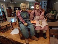 OLD FARMER & WIFE ON BENCH