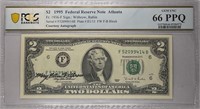 1995  $2 Courtesy Autograph PCGS 66 PPQ GEM UNC