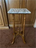 Marble Top With Corner Chip Stained Side Table