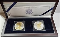 2021 - 35th Ann. Silver Eagle 2 Coin Gilded Set in