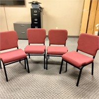 4 Red Cloth Chairs 20" x 34" x 20"    (R# 211)