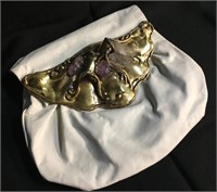 Copa Collection White Purse, Raw Amethyst Clasp