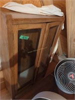 Oak Two-door Glass Bookcase 36x 12. X58