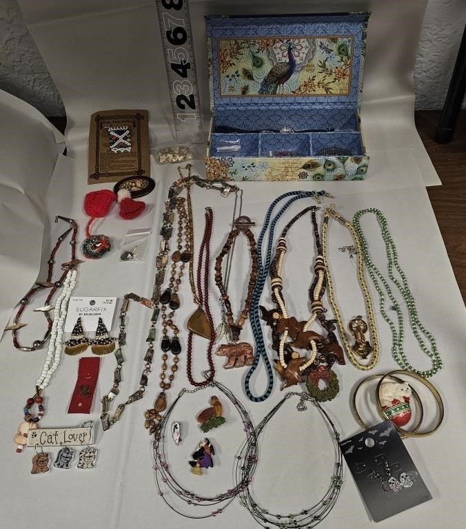 Lot of Assorted Jewelry and Box