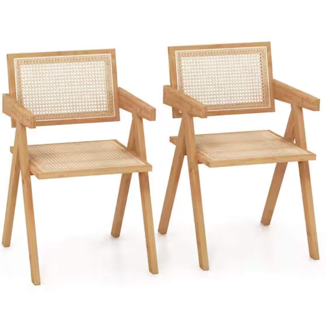 Msrp$200 Natural Accent Chairs Bamboo  (Set of 2)